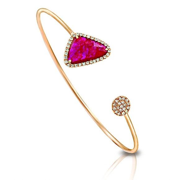 Rose Cut Slided Natural Ruby Rose Gold Bracelet